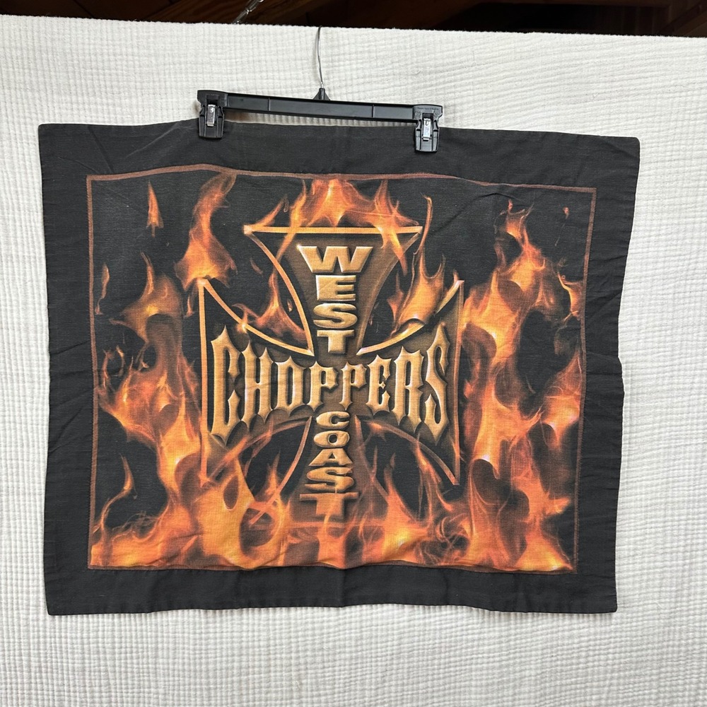 VTG Y2K West Coast Choppers Pillowcase Flames Cross Jesse James Biker Bedding